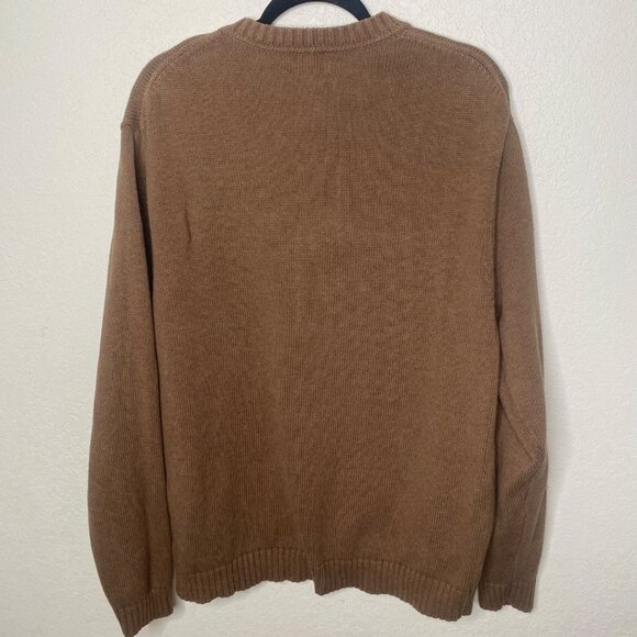 L.L. Bean Mens Brown V-Neck Cotton Sweater Size L Tan Fall Neutral Preppy - Picture 5 of 10
